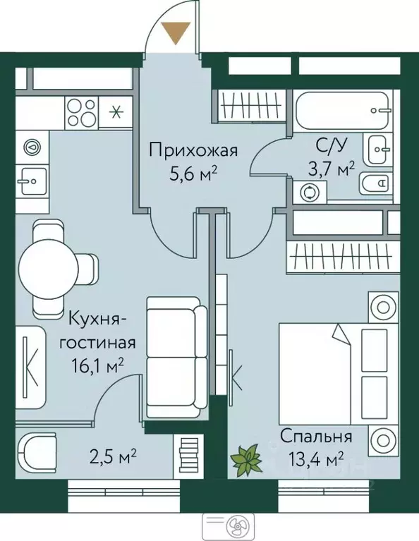 1-к кв. Волгоградская область, Волгоград Новосибирская ул., 74с1 (41.3 ... - Фото 0