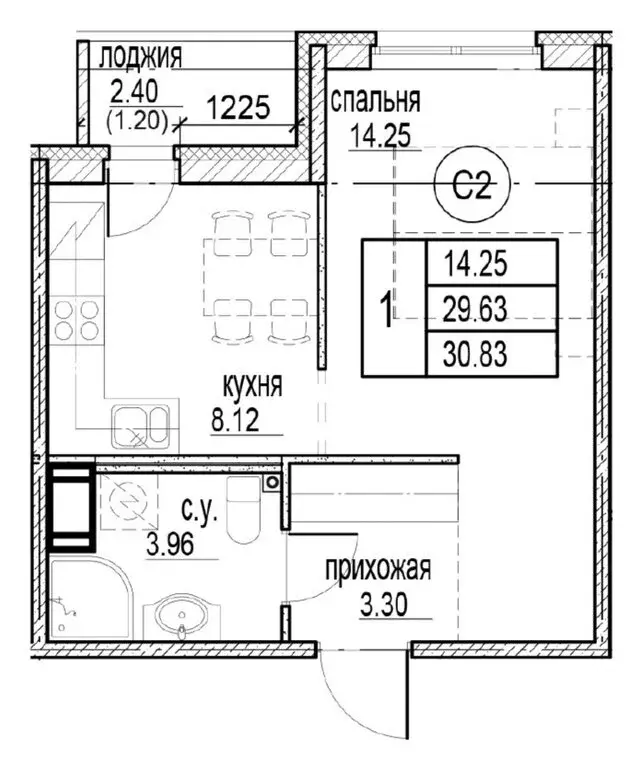 1-комнатная квартира: Кудрово, проспект Строителей, 5 (30 м) - Фото 0