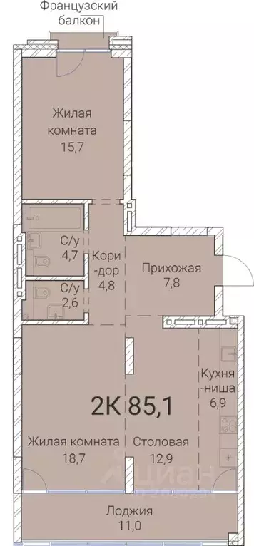 2-к кв. Новосибирская область, Новосибирск Овражная ул., 2А (85.1 м) - Фото 0