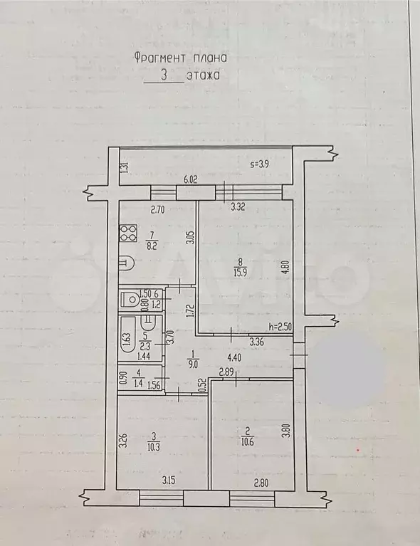 3-к. квартира, 58,9 м, 3/5 эт. - Фото 0