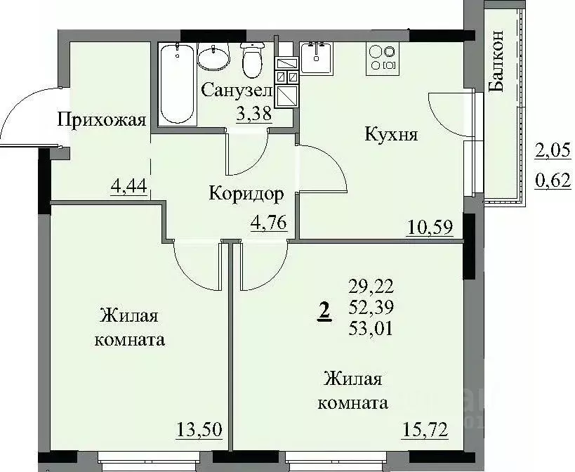 2-к кв. Удмуртия, Ижевск Автопроизводство жилрайон, 3-й мкр, Арден на ... - Фото 0