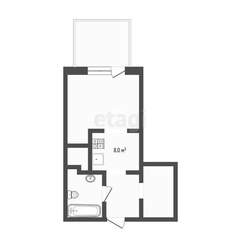 Квартира-студия: Тюмень, улица Вице-адмирала Воронцова, 7 (23.5 м) - Фото 0