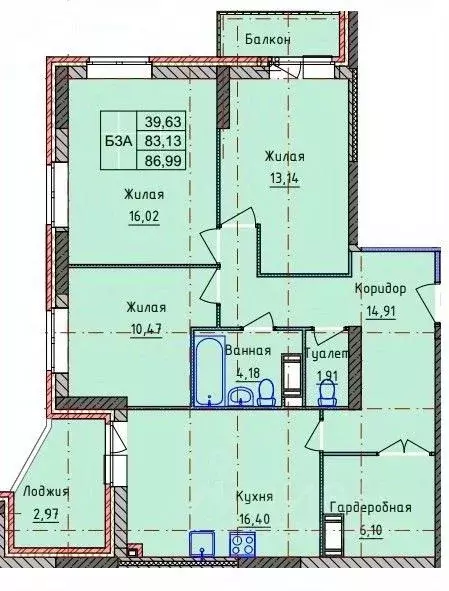 3-к кв. Ярославская область, Ярославль ул. Пашуковская, 9к2 (86.99 м) - Фото 1