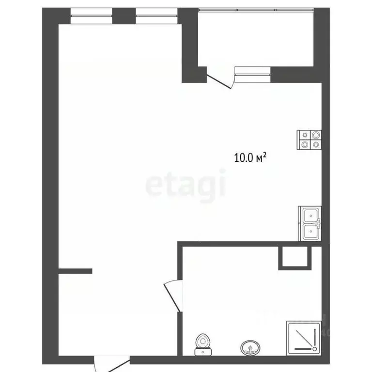 Студия Тюменская область, Тюмень ул. 50 лет Октября, 57Б (36.4 м) - Фото 2