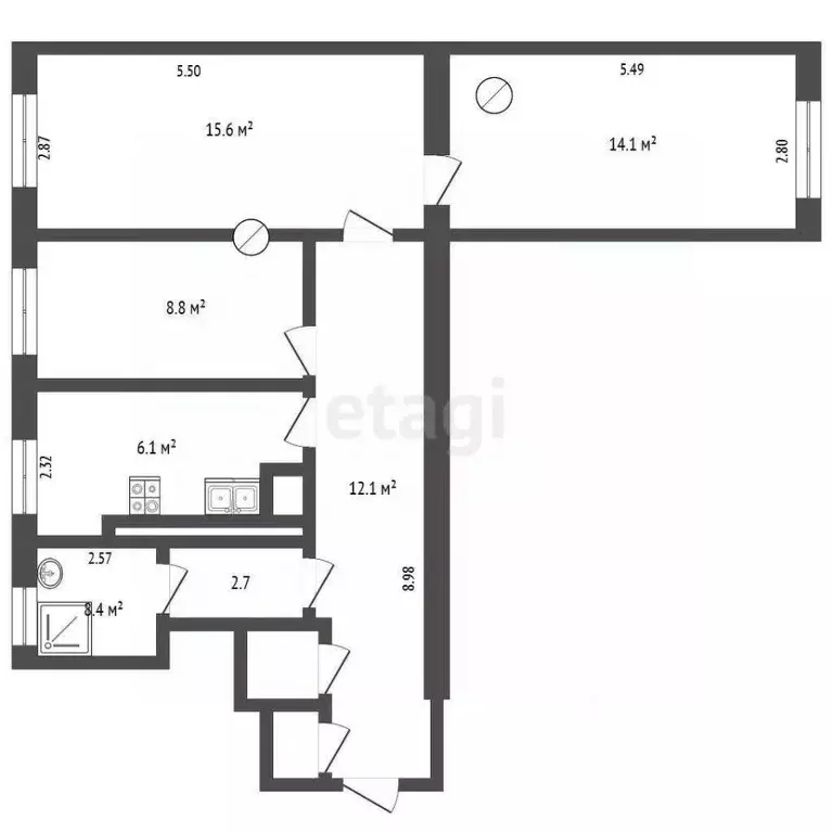 3-к кв. Псковская область, Порхов ул. Бельский тракт, 23 (61.6 м) - Фото 2