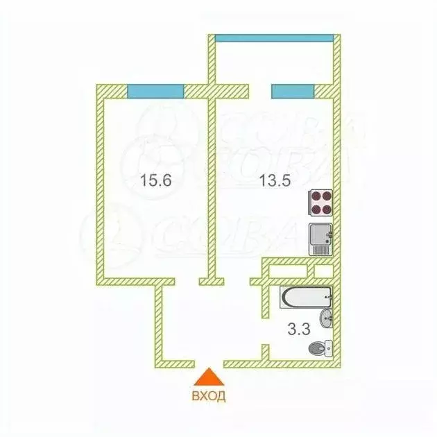 1-к кв. Тюменская область, Тюмень ул. Бориса Житкова, 6к1 (40.9 м) - Фото 2