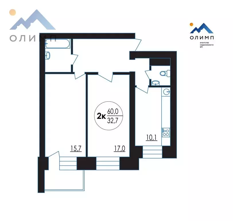 2-комнатная квартира: Вологда, улица Гагарина, 2Ак5 (60 м) - Фото 1