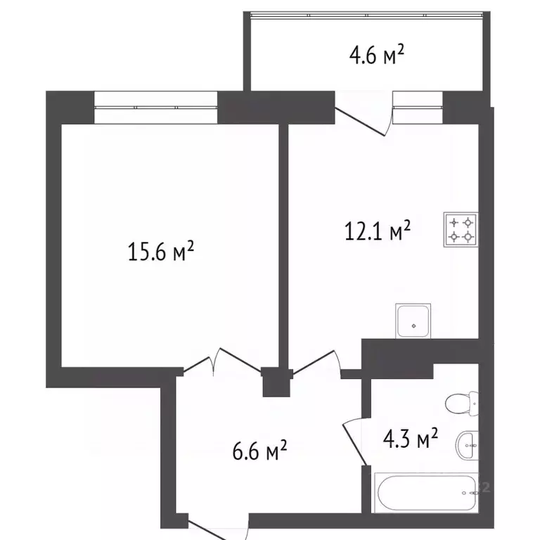 1-к кв. Красноярский край, Красноярск Свердловская ул., 6И (38.2 м) - Фото 2