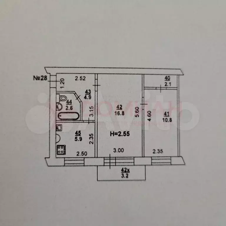2-к. квартира, 44 м, 2/5 эт. - Фото 0