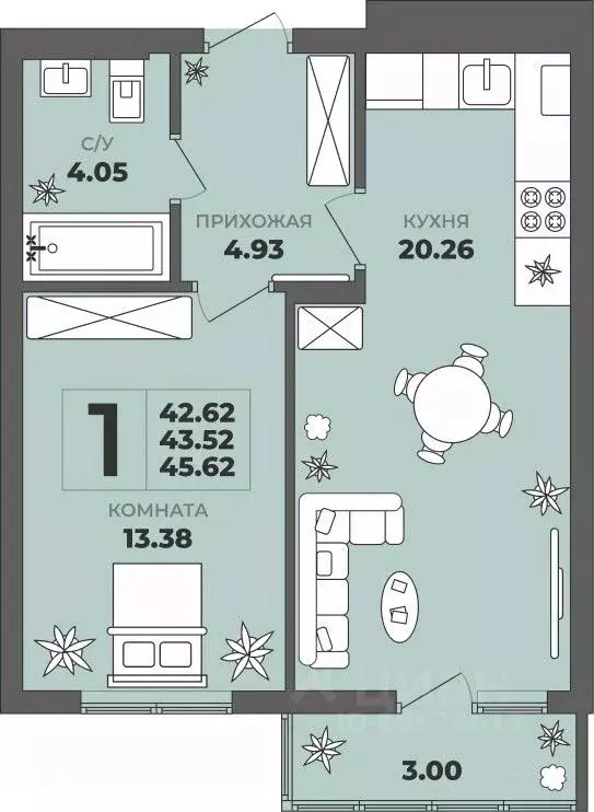 1-к кв. Калининградская область, Калининград ул. Генерала Толстикова, ... - Фото 1