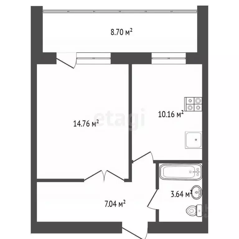 1-к кв. Тюменская область, Тюмень ул. Самарцева, 177 (36.0 м) - Фото 2
