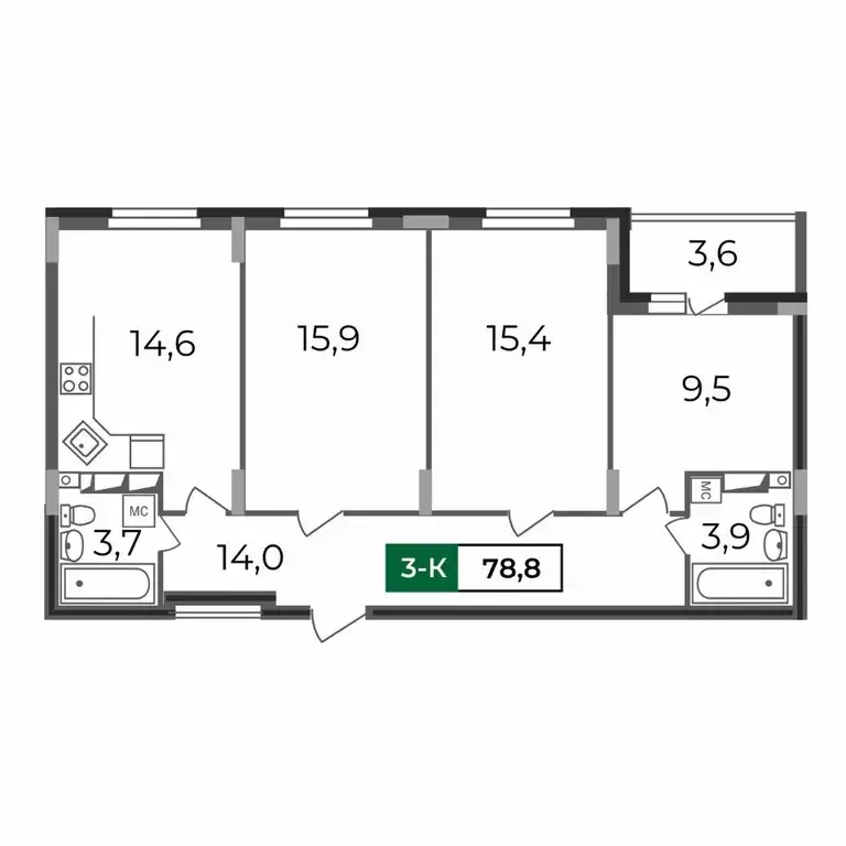 3-к кв. Владимирская область, Владимир бул. Сталинградский, 7 (78.8 м) - Фото 0