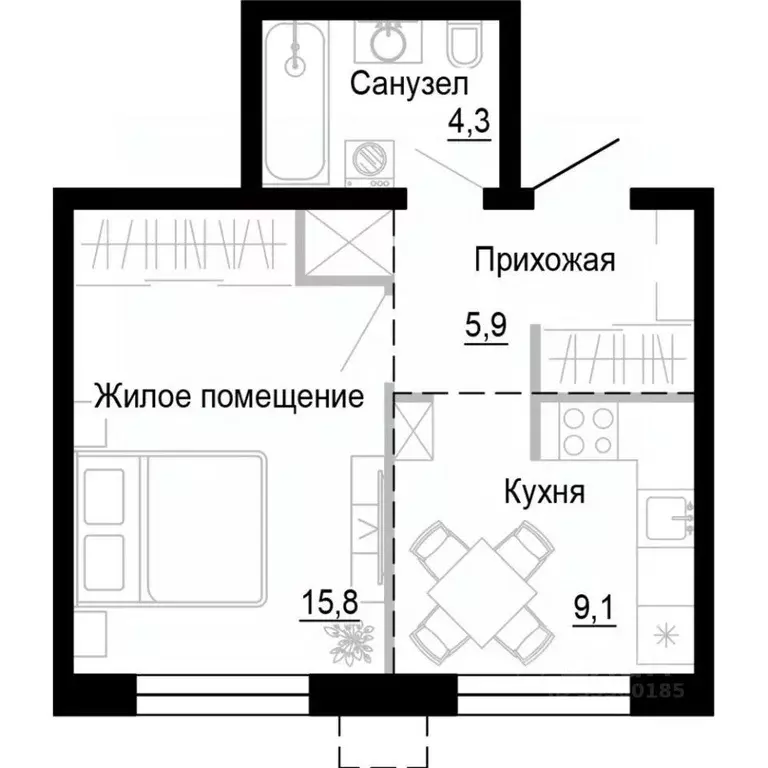 1-к кв. Приморский край, Владивосток ул. Бринера (35.0 м) - Фото 0