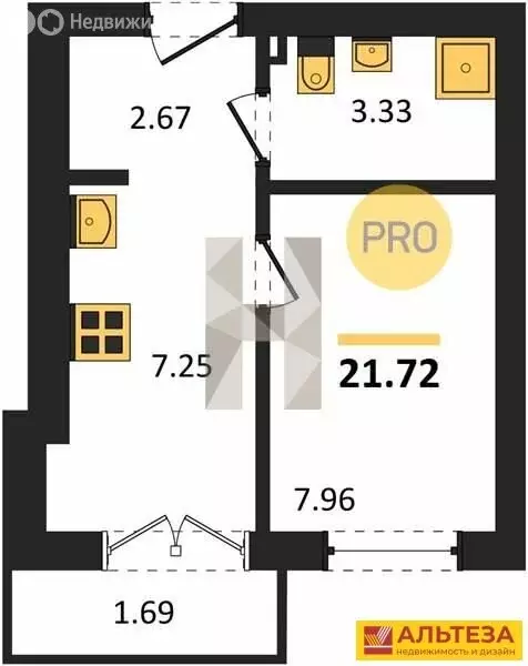 Квартира-студия: Пионерский, улица Гептнера, 17 (21.72 м) - Фото 0