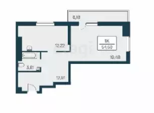 Продаётся 1-к квартира, 53.9 м - Фото 0