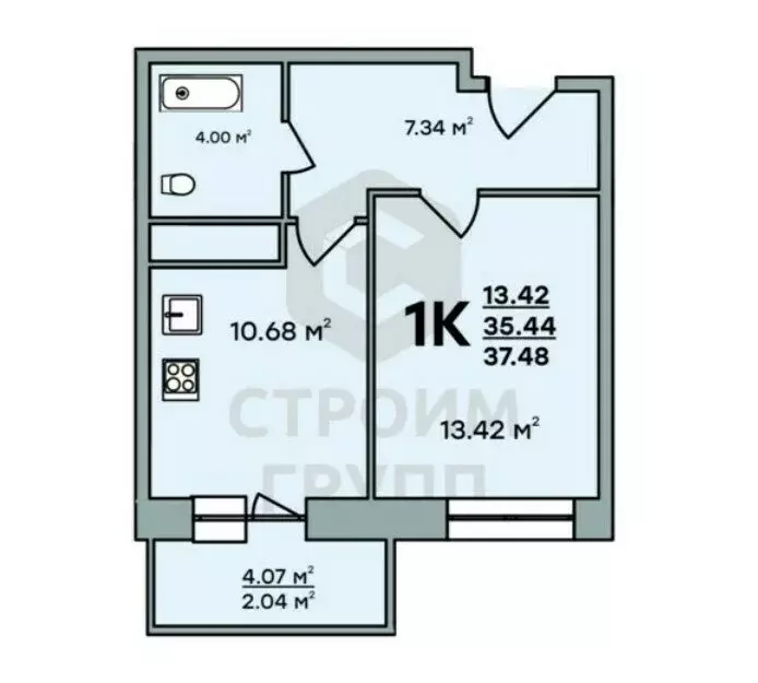 1-комнатная квартира: Владимир, улица Нижняя Дуброва, 49Б (37.48 м) - Фото 1