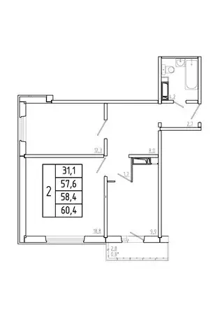 Продаётся 2-к квартира, 58.4 м - Фото 0