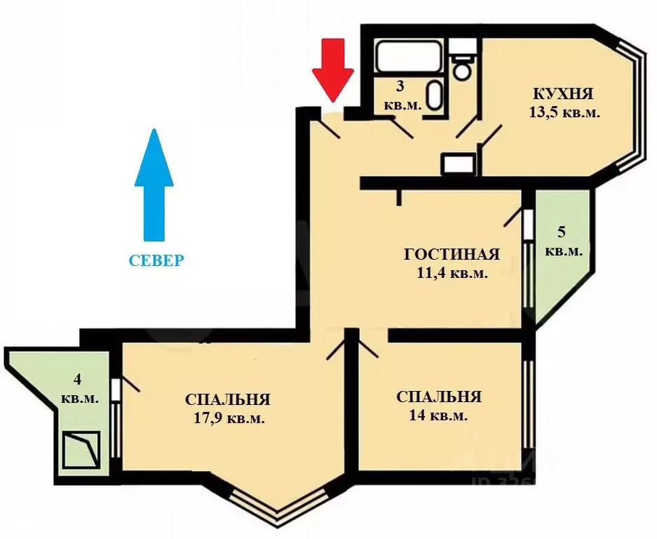 3-к кв. Москва Зеленоградская ул., 21 (79.0 м) - Фото 2
