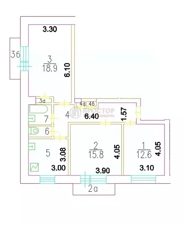 3-к кв. Москва Бутырская ул., 9К1 (71.4 м) - Фото 2
