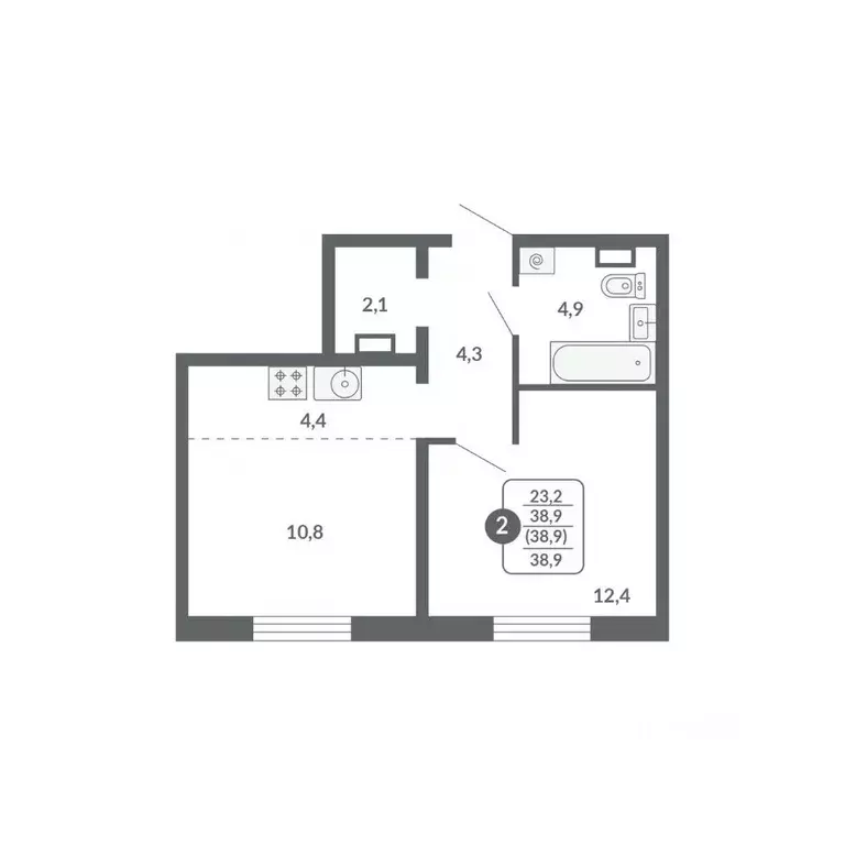2-к кв. Кировская область, Киров ул. Потребкооперации, 34 (38.9 м) - Фото 1