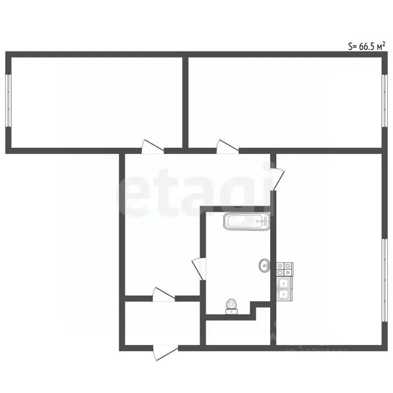 2-к кв. Санкт-Петербург Богатырский просп., 27к3 (66.5 м) - Фото 2