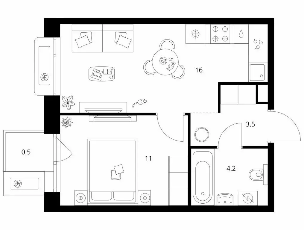 1-комнатная квартира: Казань, ЖК Сиберово, 3 (35.2 м) - Фото 1