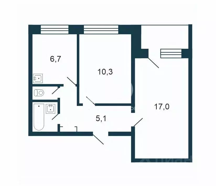 2-к кв. Новосибирская область, Новосибирск Ударная ул., 1/3 (43.7 м) - Фото 2