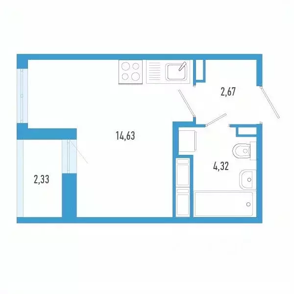 Студия Санкт-Петербург пос. Шушары,  (22.79 м) - Фото 0
