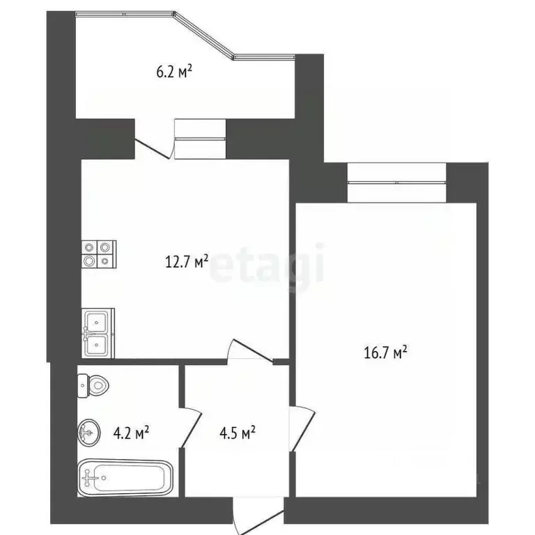 1-к кв. Костромская область, Кострома ул. Евгения Ермакова, 1к3 (37.7 ... - Фото 2
