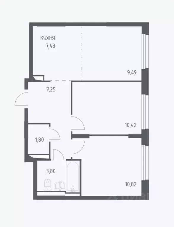 3-к кв. Москва Рязановское поселение, ул. Логинова, 1к1 (50.2 м) - Фото 1