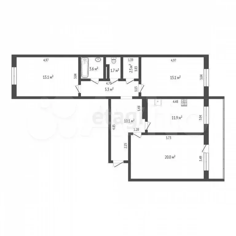3-к. квартира, 85 м, 7/10 эт. - Фото 0