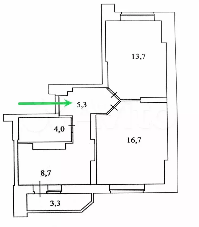 2-к. квартира, 50 м, 7/19 эт. - Фото 1