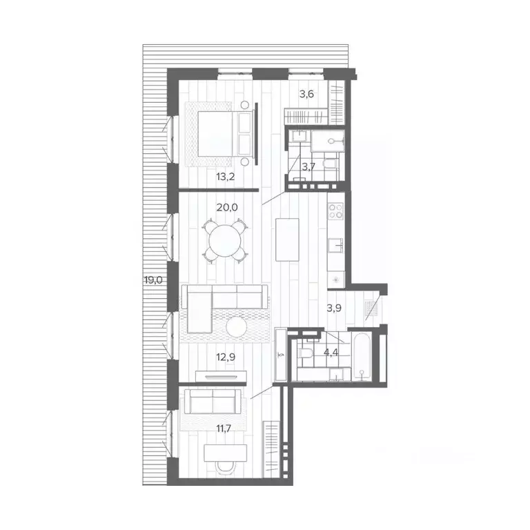 3-к кв. Алтайский край, Барнаул тракт Змеиногорский, 35Б (92.4 м) - Фото 0