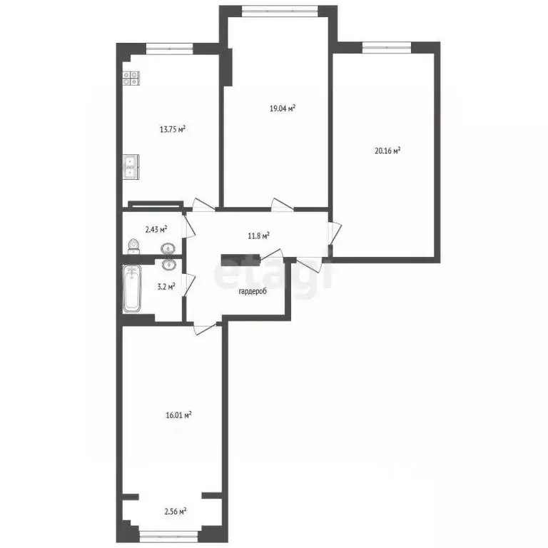 3-к кв. Севастополь ул. Челнокова, 17к1 (86.9 м) - Фото 2