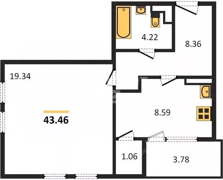 1-к кв. Воронежская область, Воронеж ул. Гаршина, 25к4 (43.46 м) - Фото 2