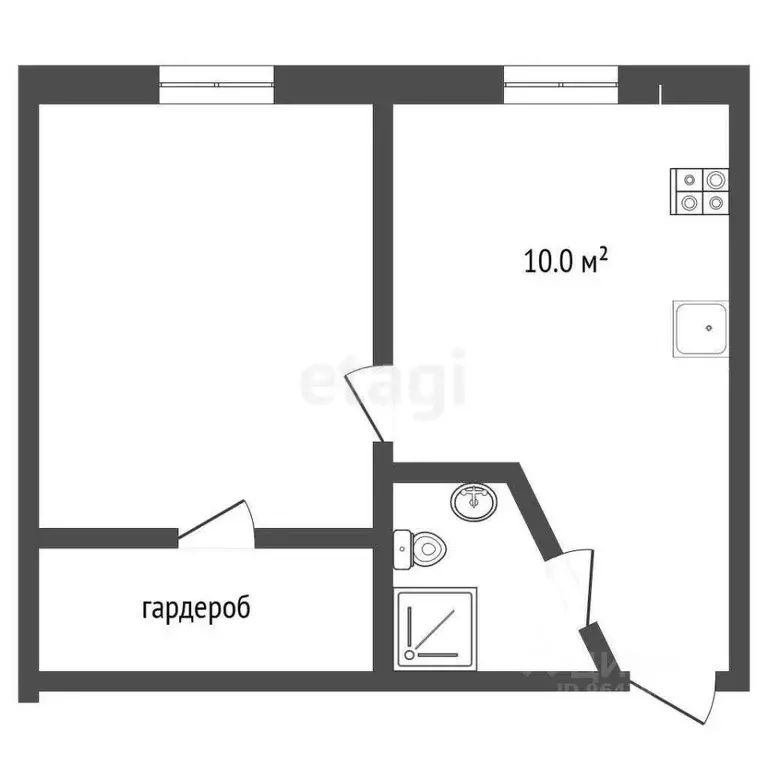 1-к кв. Крым, Ялта ул. Дзержинского, 7 (26.1 м) - Фото 1