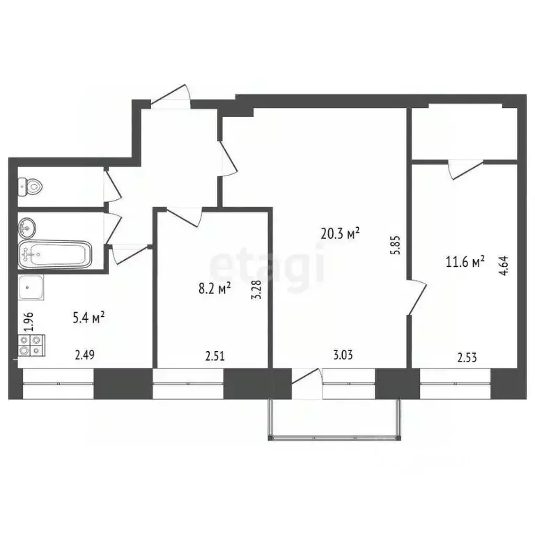 3-к кв. Москва просп. Андропова, 26 (55.8 м) - Фото 2