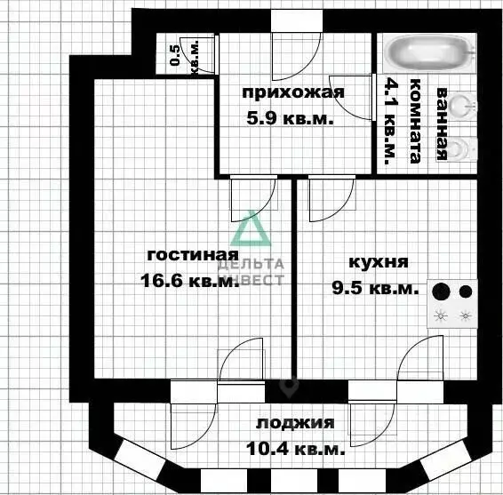 1-к кв. Башкортостан, Уфа Бакалинская ул., 19 (36.6 м) - Фото 2