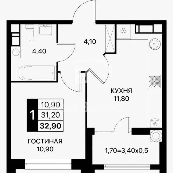 1-к кв. Ростовская область, Ростов-на-Дону просп. Шолохова (32.0 м) - Фото 0