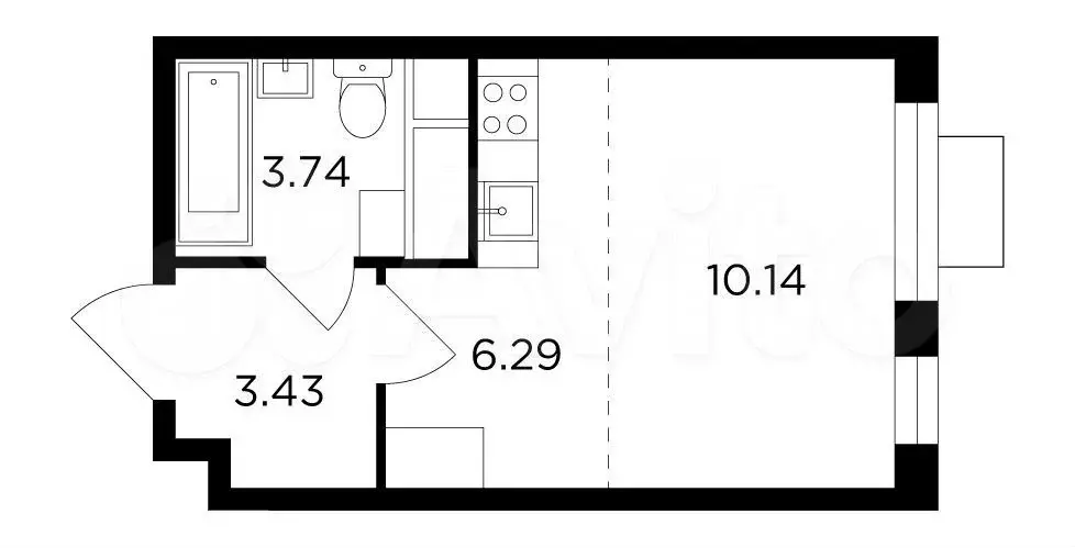 Квартира-студия, 23,6 м, 10/24 эт. - Фото 0