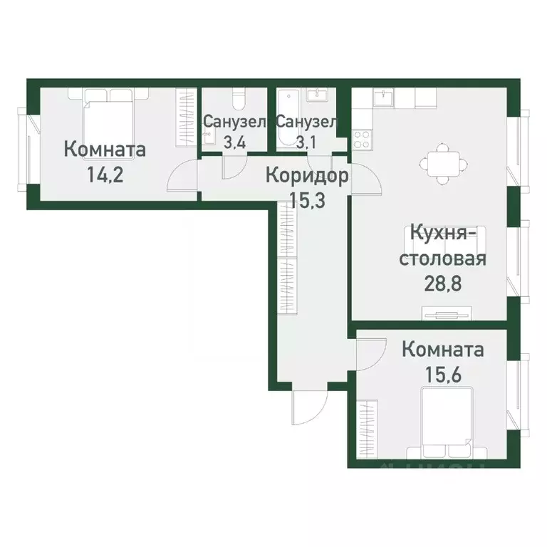 2-к кв. Челябинская область, Челябинский городской округ, пос. ... - Фото 0