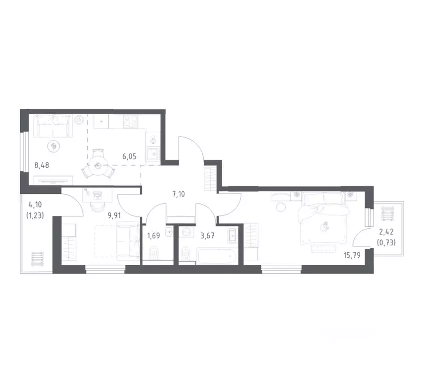 2-к кв. Башкортостан, Уфа ул. Минигали Губайдуллина, 8к9 (54.65 м) - Фото 0