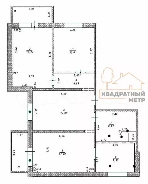 4-к. квартира, 87,4 м, 8/9 эт. - Фото 0