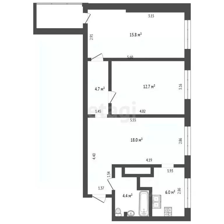 3-к кв. Ямало-Ненецкий АО, Новый Уренгой Молодежная ул., 9 (58.1 м) - Фото 2