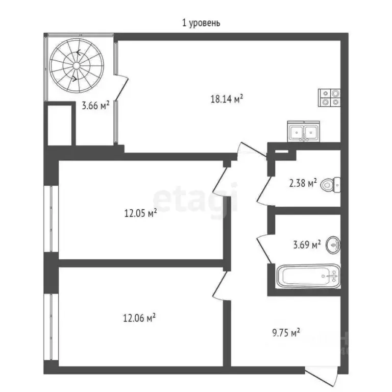 2-к кв. Тюменская область, Тюмень ул. Виктора Тимофеева, 9 (58.1 м) - Фото 1