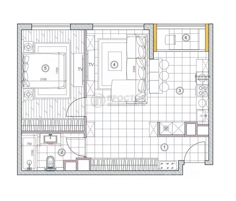 Квартира, 2 комнаты, 53.7 м - Фото 2