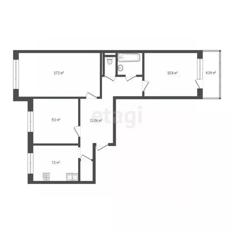 3-к кв. Псковская область, Псков Госпитальная ул., 17 (62.2 м) - Фото 2