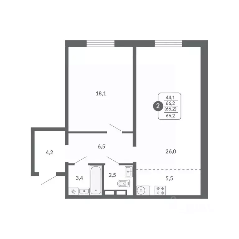 2-к кв. Кировская область, Киров ул. Потребкооперации, 34 (66.2 м) - Фото 1
