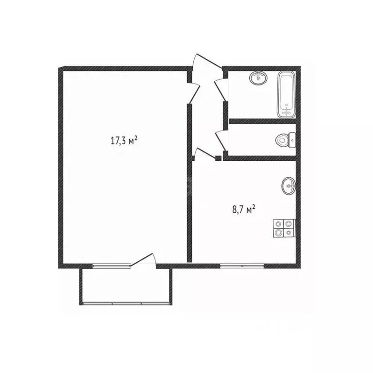 1-к кв. Белгородская область, Белгород ул. Конева, 8 (33.6 м) - Фото 2