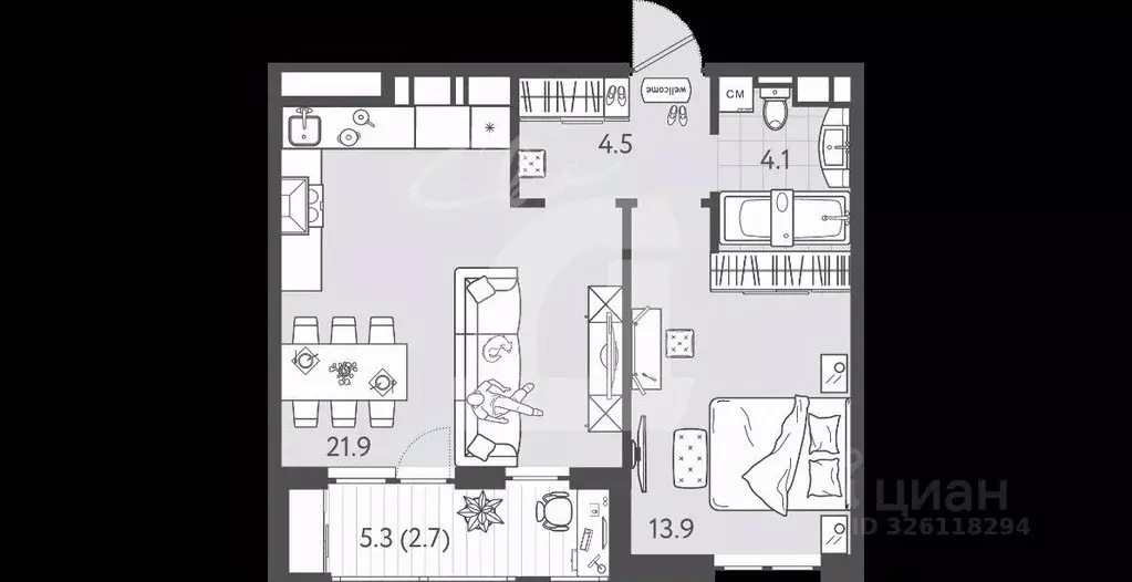 1-к кв. Краснодарский край, Краснодар Колхозная ул., 5/2к1 (46.8 м) - Фото 2